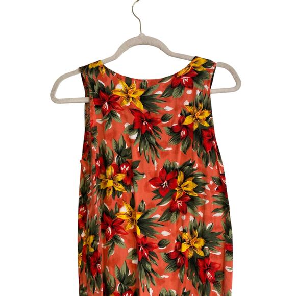 Vintage 80s Pink Yellow Hawaiian Floral Flowing Rayon Sheath Sundress Sz Medium - Picture 8 of 16